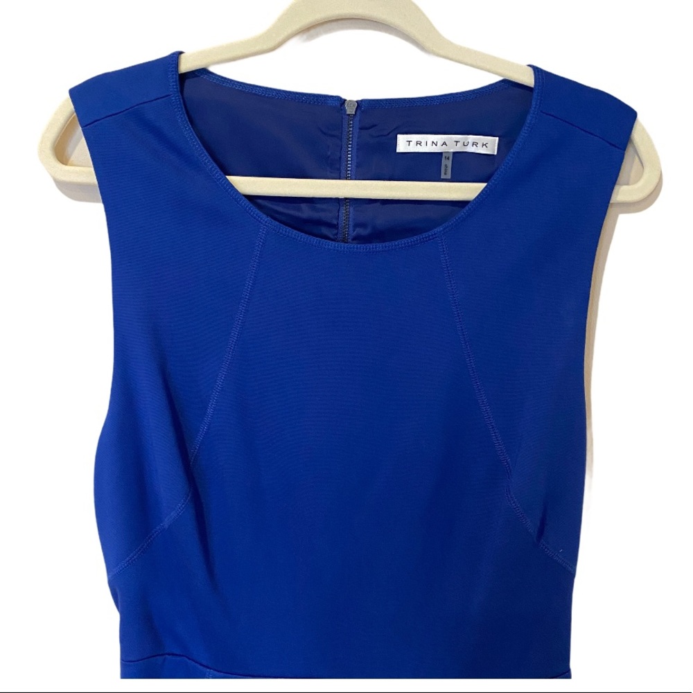 Trina Turk Delphine Cutout Back Ponte Knit Blue Fit and Flare Dress (14) - Picture 5 of 13